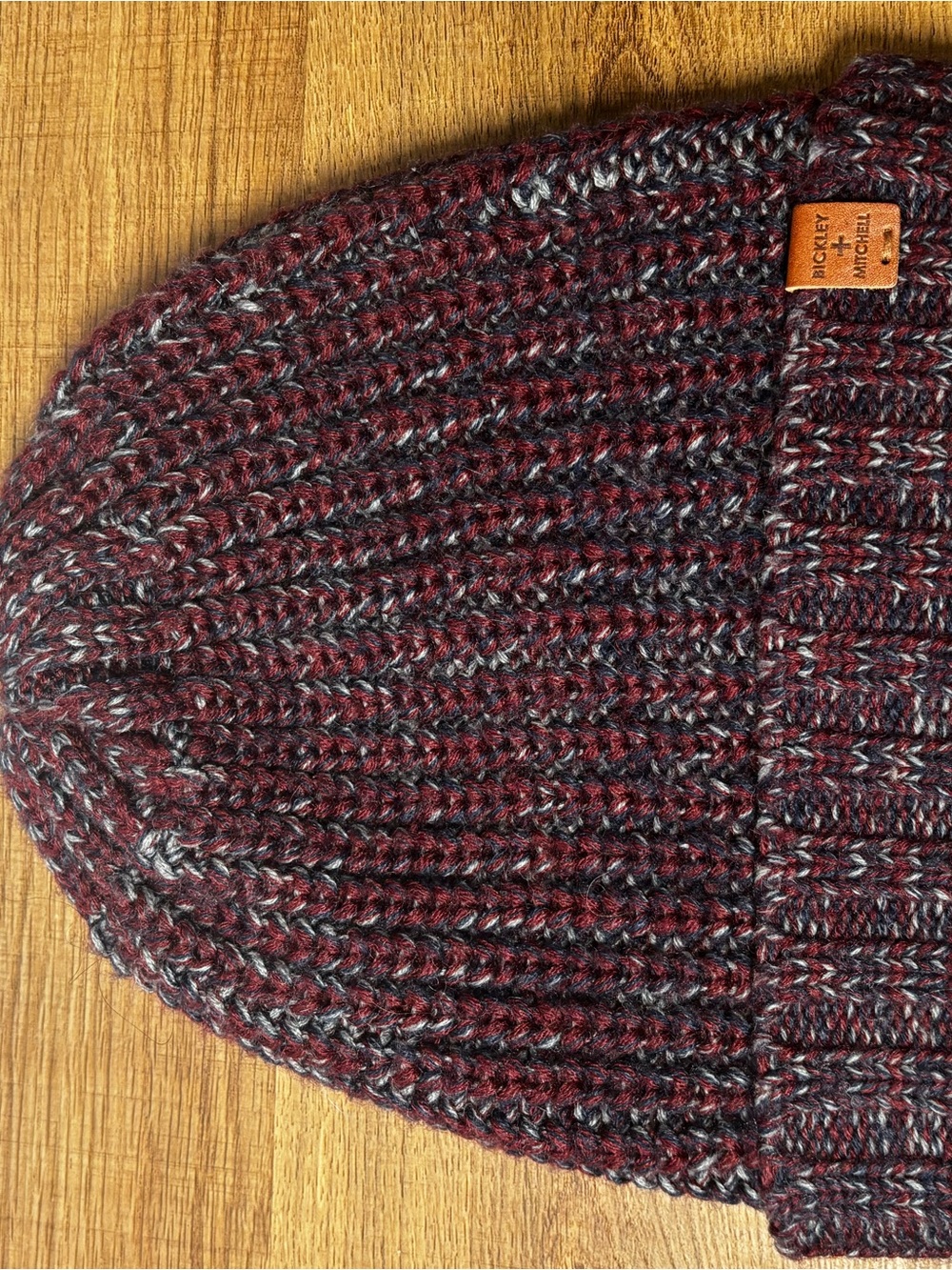 BRIXLEY & MITCHELL Marled Knit Beanie - Burgundy & Gray